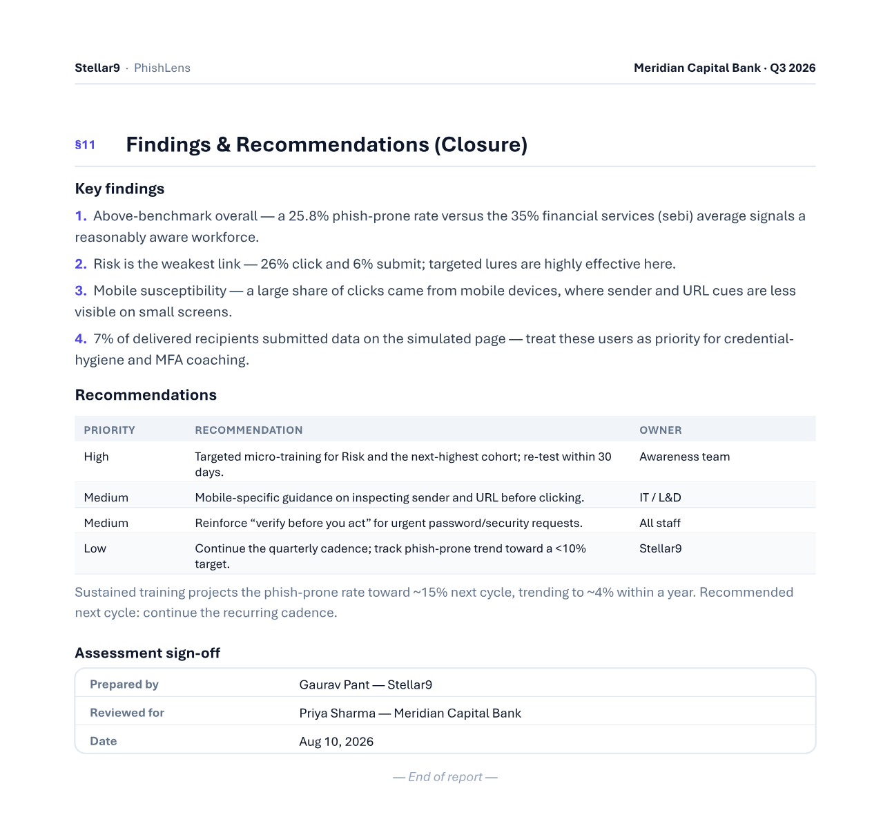 Findings & recommendations